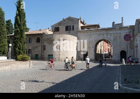 Old Town, Arch of Augustus, Fano, Marche, Italy, Europe Stock Photo