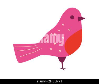 Christmas bird red wooden toy, retro, vintage. Vector illustration cartoon flat style Stock Vector