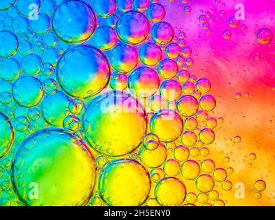Oil bubbles in water Stock Photo