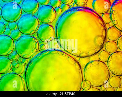 Oil bubbles in water Stock Photo