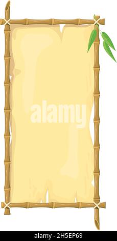 Bamboo panel. Old japan stick branches vector illustration isolated on white background Stock Vector