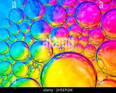 Oil bubbles in water Stock Photo