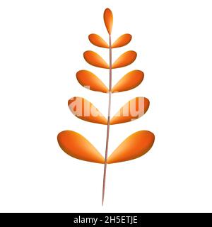 Autumn leave 3D. Fall leaf, minimal 3d render, plasticine, vector Stock Vector