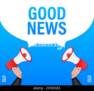 Megaphone with good news. Megaphone banner. Web design. Vector stock illustration Stock Vector