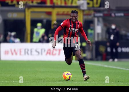 Rafael Leao of Ac Milan  in action during the Serie A match between Ac Milan and Fc Internazionale. Stock Photo