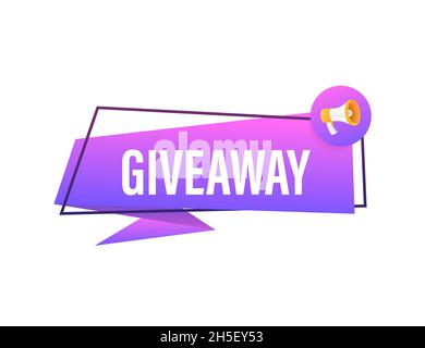 Modern flat style template with giveaway megaphone for banner design. Social media like icon concept. Vector illustration Stock Vector