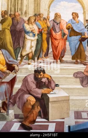 Medieval religious painting showing Jesus entering the temple aside an old bearded man Stock Photo