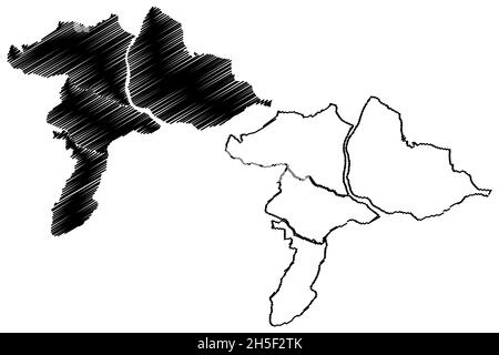 Subarnapur district (Odisha State, Republic of India) map vector illustration, scribble sketch Sonepur or Sonapur map Stock Vector