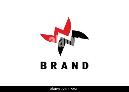 Negative space letter N logo design. Letter N logo on negative space with shuriken shape design concept. Creative modern simple and unique logo design. Stock Vector