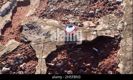 Weathered stones in the seawall at Torquay, South Devon. Stock Photo