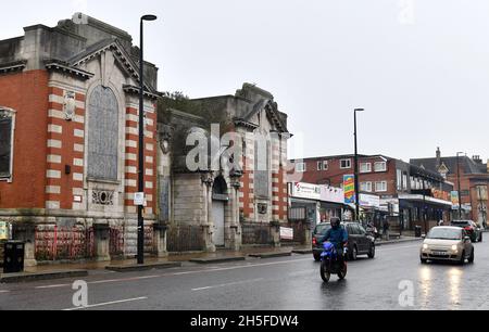 Crumpsall and Cheetham Hill Library in dilapidated condition Cheetham Hill, Greater Manchester, Lancashire, Britain, Uk Stock Photo