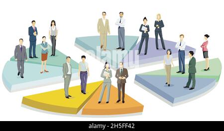 Business team working together - concept illustration Stock Vector