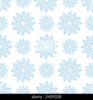 Winter seamless pattern with colorful gradient snowflakes on white background. Vector illustration for fabric, textile wallpaper, posters, gift Stock Vector