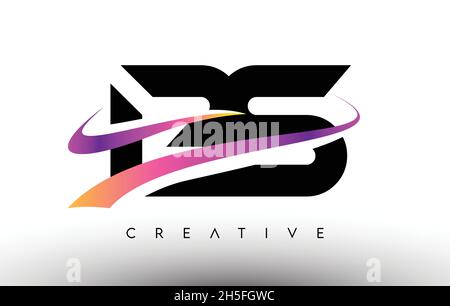 Creative colorful letter BS b s logo with leading lines and road ...