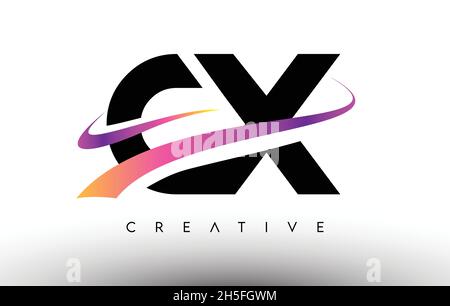 CX C X Lines Letter Design with Creative Elegant Zebra Vector ...