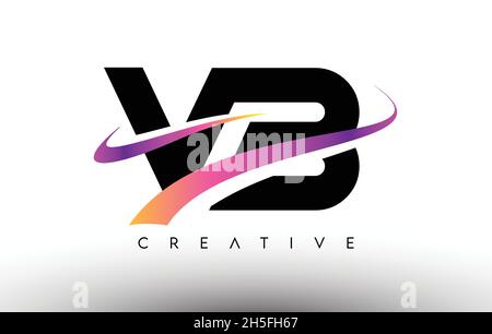 VB Logo Letter Design Icon. VB Letters with Colorful Creative Swoosh Lines Vector Illustration Stock Vector