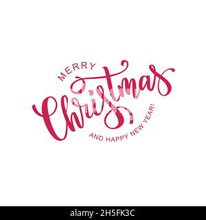 Merry Christmas red hand lettering text. Stock Vector