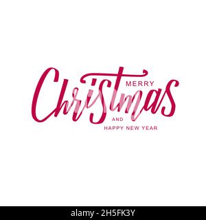 Merry Christmas red hand lettering text. Stock Vector