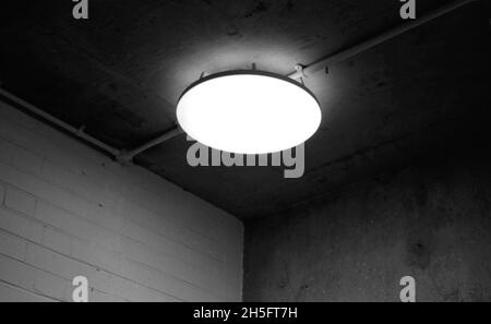 Black and White Image, Atmospheric, Ceiling Light Stock Photo