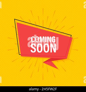 Megaphone label with coming soon. Neon style. Megaphone banner. Web design. Vector stock illustration Stock Vector