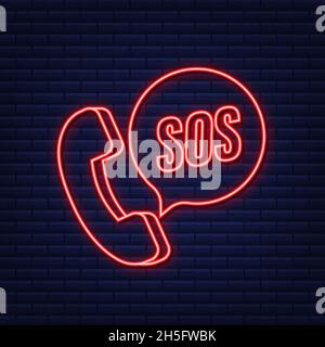 SOS emergency call. 911 calling. A cry for help. Vector stock illustration. Stock Vector