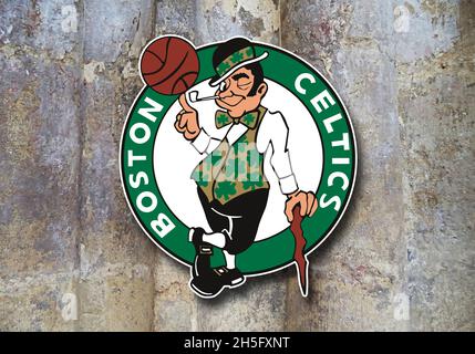 Coat of arms Boston Celtics, Boston, they compete in the National Basketball Federation (NBA) Stock Photo