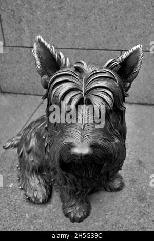 Sculpture of Franklin Delano Roosevelts dog Fala  at the FDR Memorial in Washington DC on the National Mall Stock Photo
