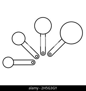 Kitchen tools cutlery set of four measuring spoons outline simple minimalistic flat design vector illustration isolated on white background Stock Vector