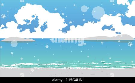 snowy winter sea illustration Stock Vector
