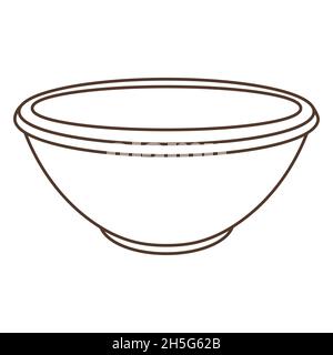 Illustration of cooking bowl. Stylized kitchen and restaurant utensil. Stock Vector