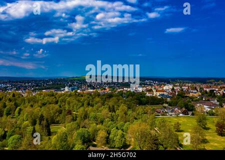 Donaueschingen Luftbild | Aerial View from the German Town Donaueschingen Stock Photo