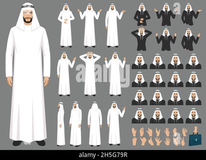 Set of cartoon arab business character vector design Stock Vector