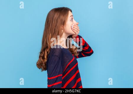 Scared Shocked Woman Isolated On Gray Background Stock Photo
