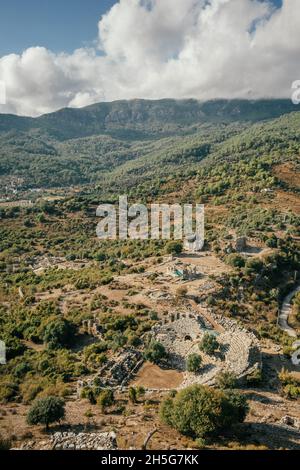 Kaunos Ancient city ruins in Dalyan town, Mugla, Turkey Stock Photo