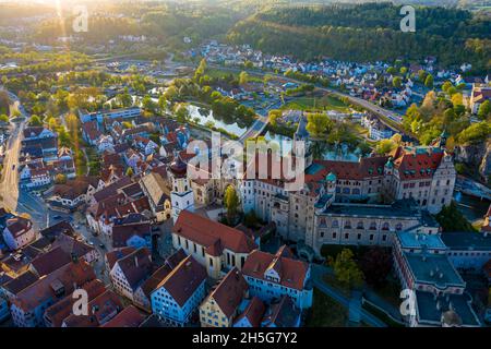 Sigmaringen aus der Luft | Luftbilder von Sigmaringen | Aerial View of the German Town Sigmaringen Stock Photo