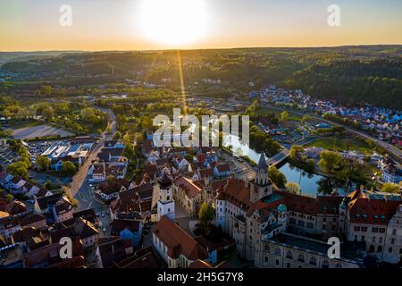 Sigmaringen aus der Luft | Luftbilder von Sigmaringen | Aerial View of the German Town Sigmaringen Stock Photo