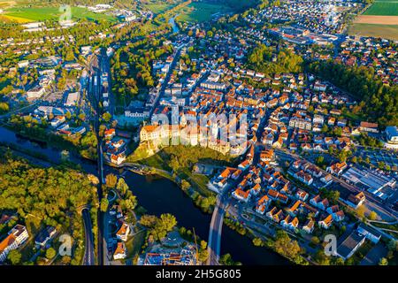 Sigmaringen aus der Luft | Luftbilder von Sigmaringen | Aerial View of the German Town Sigmaringen Stock Photo