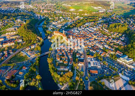 Sigmaringen aus der Luft | Luftbilder von Sigmaringen | Aerial View of the German Town Sigmaringen Stock Photo