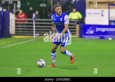 LONDON, UK. NOV 9TH Barrow's Mike Jones during the EFL Trophy match between Barrow and Leicester City at Holker Street, Barrow-in-Furness on Tuesday 9th November 2021. (Credit: Michael Driver | MI News) Credit: MI News & Sport /Alamy Live News Stock Photo