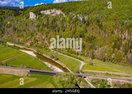 Die Donau aus der Luft | River Donau in Germany from above Stock Photo