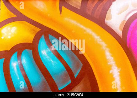 Stockholm, Sweden - April 15, 2021: Close up of graffiti on huge wall in Stockholm Stock Photo
