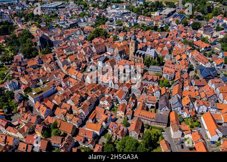 Die Stadt Alsfeld in Hessen aus der Luft - Luftbilder von Alsfeld | German Town Alsfeld in Hesse from above Stock Photo