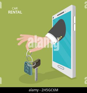 Online rental car service flat vector concept. Stock Vector