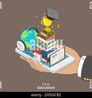 Online education isometric flat vector concept. Stock Vector
