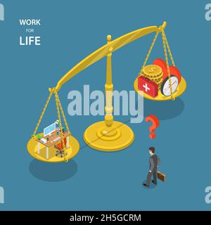 Work for life isometric flat vector illustration. Stock Vector