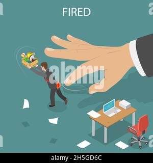 Getting fired isometric flat vector illustration. Stock Vector