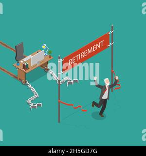 Retirement vector flat isometric illustration. Stock Vector