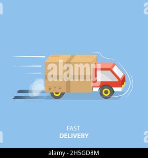 Fast delivery service flat vector illustration. Stock Vector