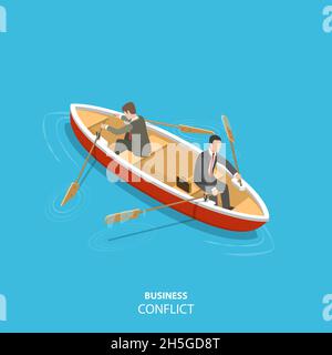 Business conflict flat isometric low poly vector concept Stock Vector