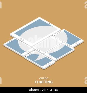 Live chatting flat isometric vector illustration Stock Vector